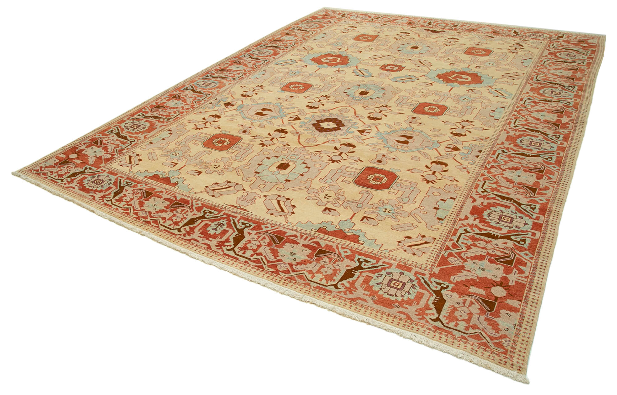 Handmade Wool Area Rug – Classic Beige Cotton Wool Rug 9'2'' x 11'6'' by Agacan