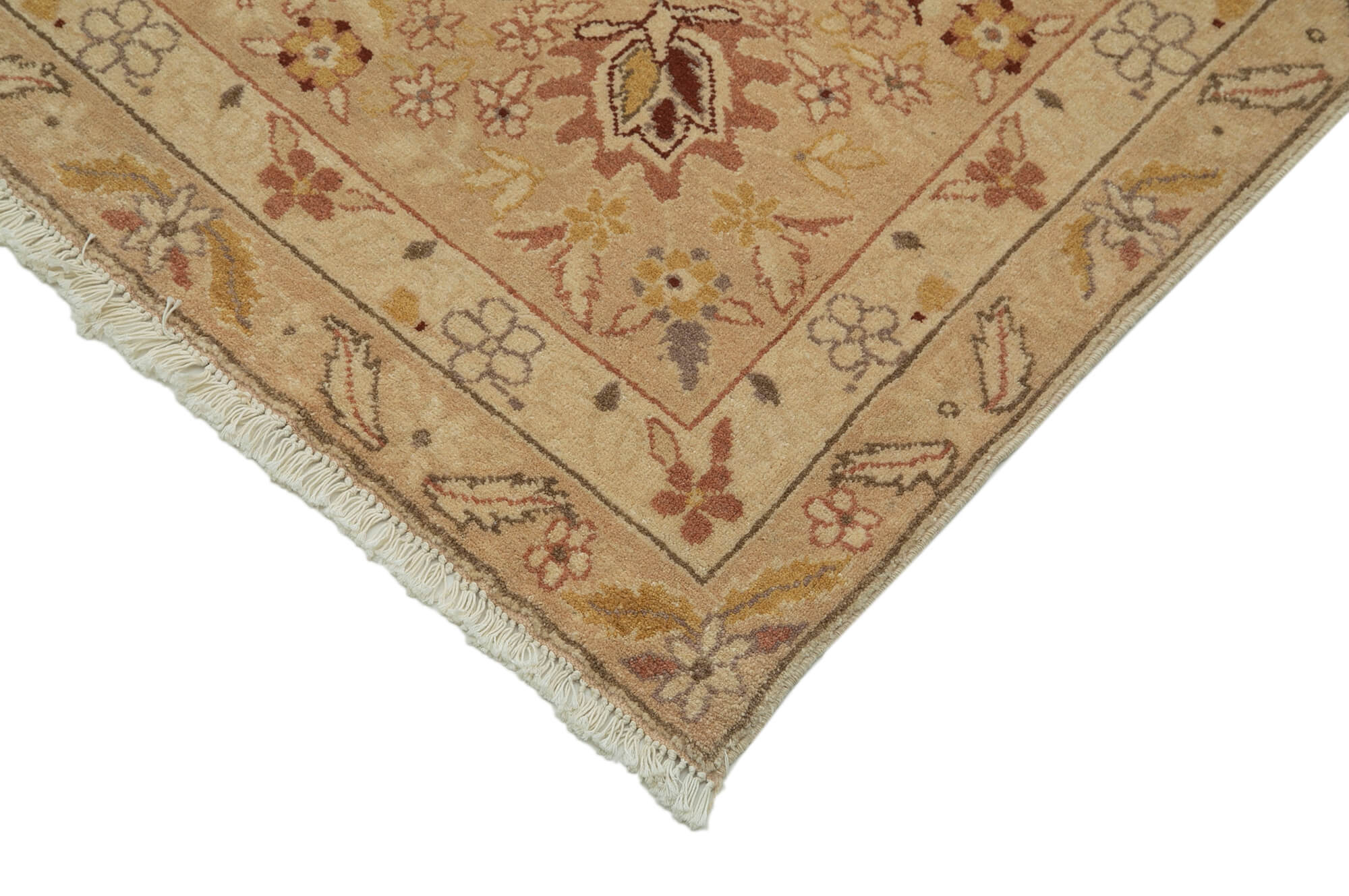 Handmade Wool Area Rug - Tebriz Classic Beige Turkish Hand Knotted Carpet 9'11''x13'9''