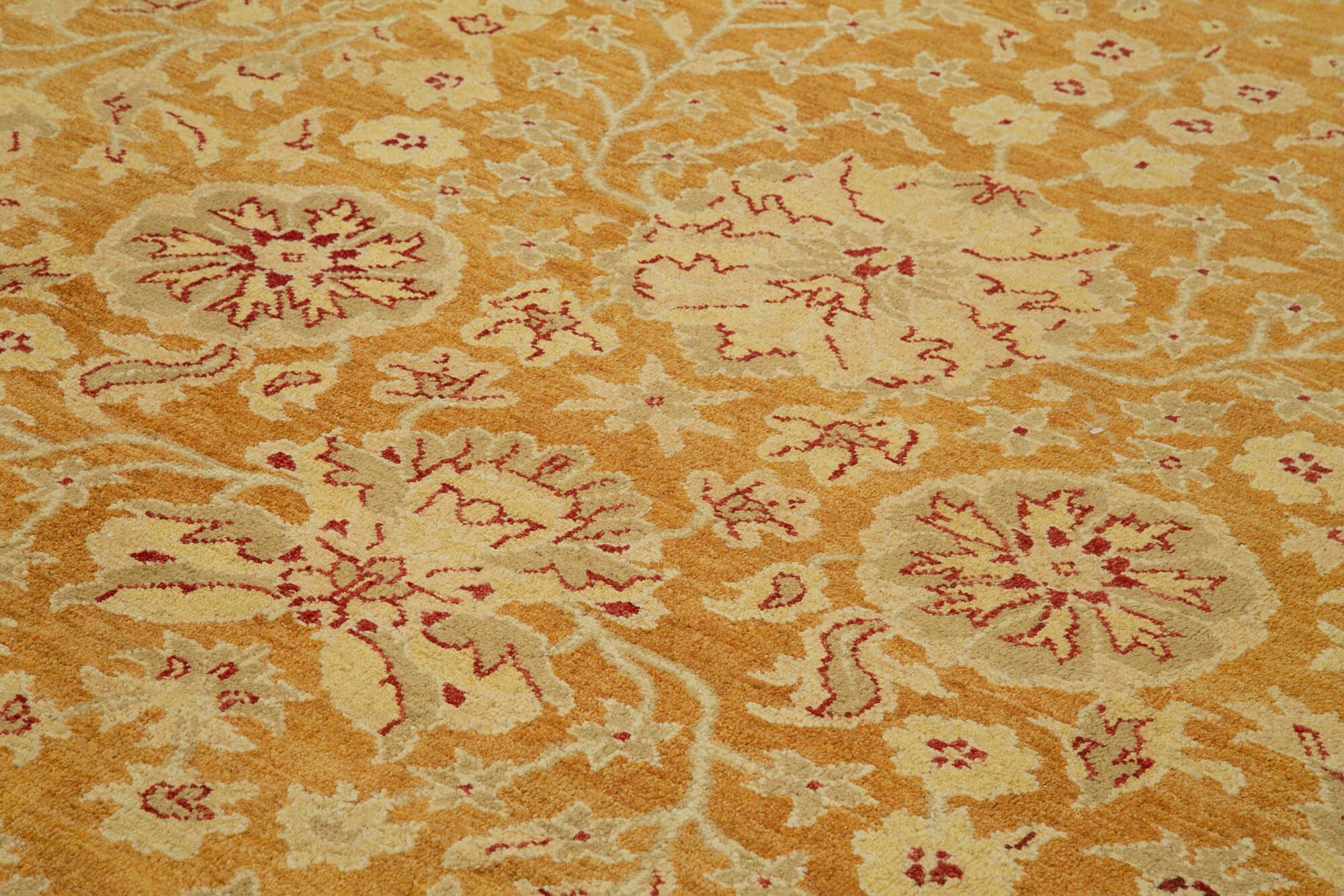 Handmade Wool Area Rug - Tebriz Classic Orange Turkish Carpet 10'x14' Cotton Wool