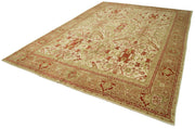 Handmade Wool Area Rug – Tebriz Classic Beige Cotton Wool Rug 8'8''x12'6''