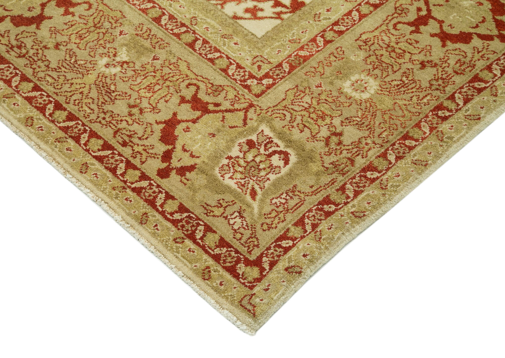 Handmade Wool Area Rug – Tebriz Classic Beige Cotton Wool Rug 8'8''x12'6''