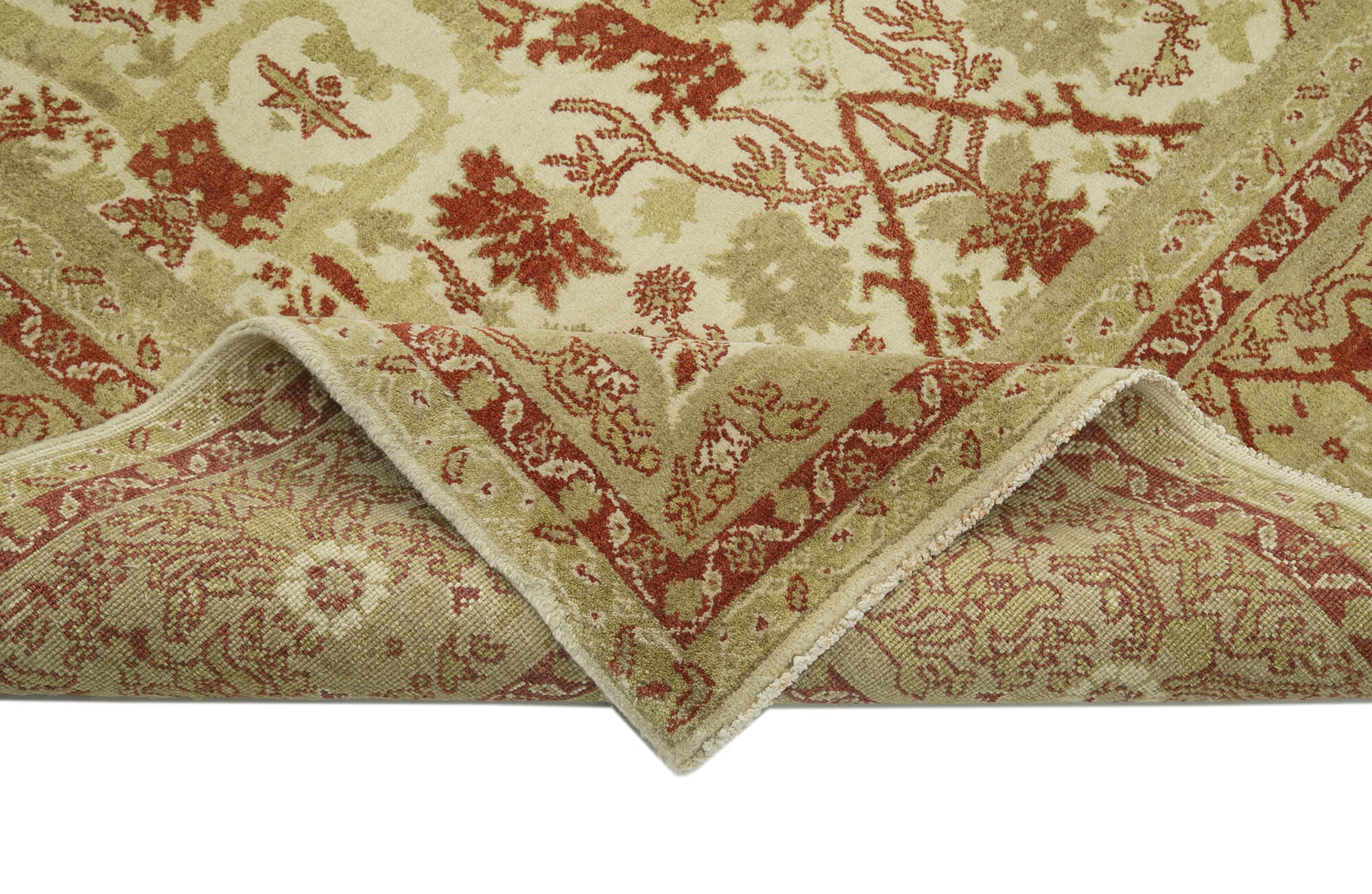 Handmade Wool Area Rug – Tebriz Classic Beige Cotton Wool Rug 8'8''x12'6''