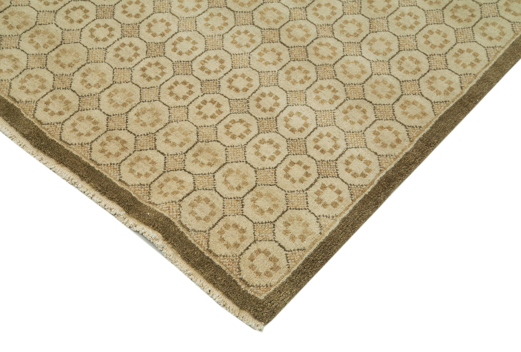 Handmade Wool Area Rug - Tebriz Classic Beige Cotton Wool Blend 8'11''x12'6''