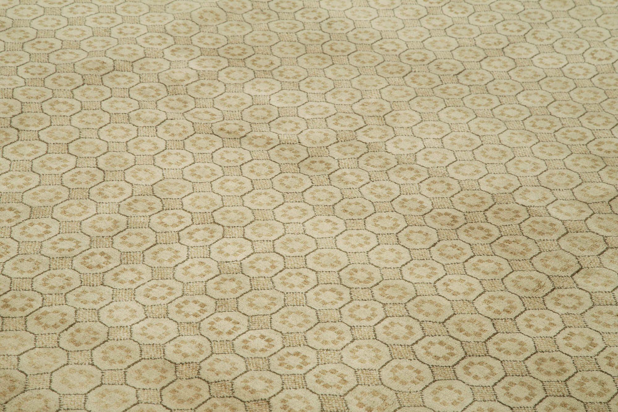 Handmade Wool Area Rug - Tebriz Classic Beige Cotton Wool Blend 8'11''x12'6''