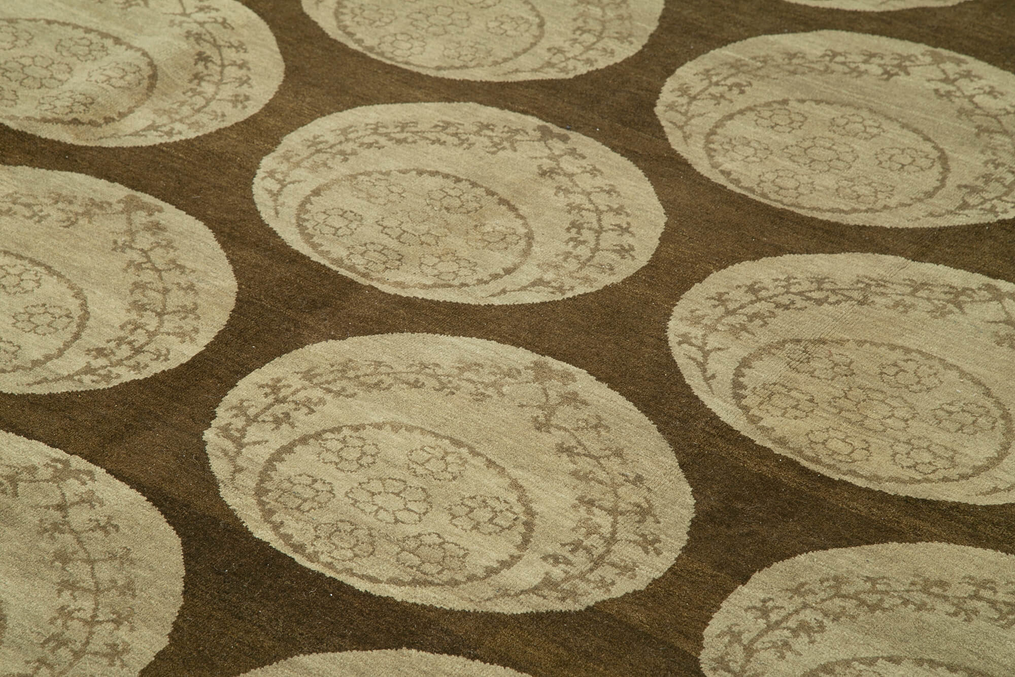 Handmade Wool Area Rug - Tebriz Classic Brown Vintage Handwoven Carpet 8'10"x12'