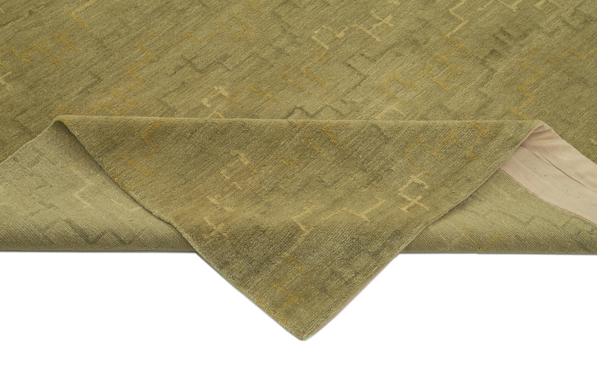 Handmade Wool Area Rug - Tebriz Classic Green Rug 9'6''x13'5'' Cotton Wool