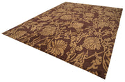 Handmade Wool Area Rug - Tebriz Classic Cotton Wool Rug 9'8''x13'5'' Purple