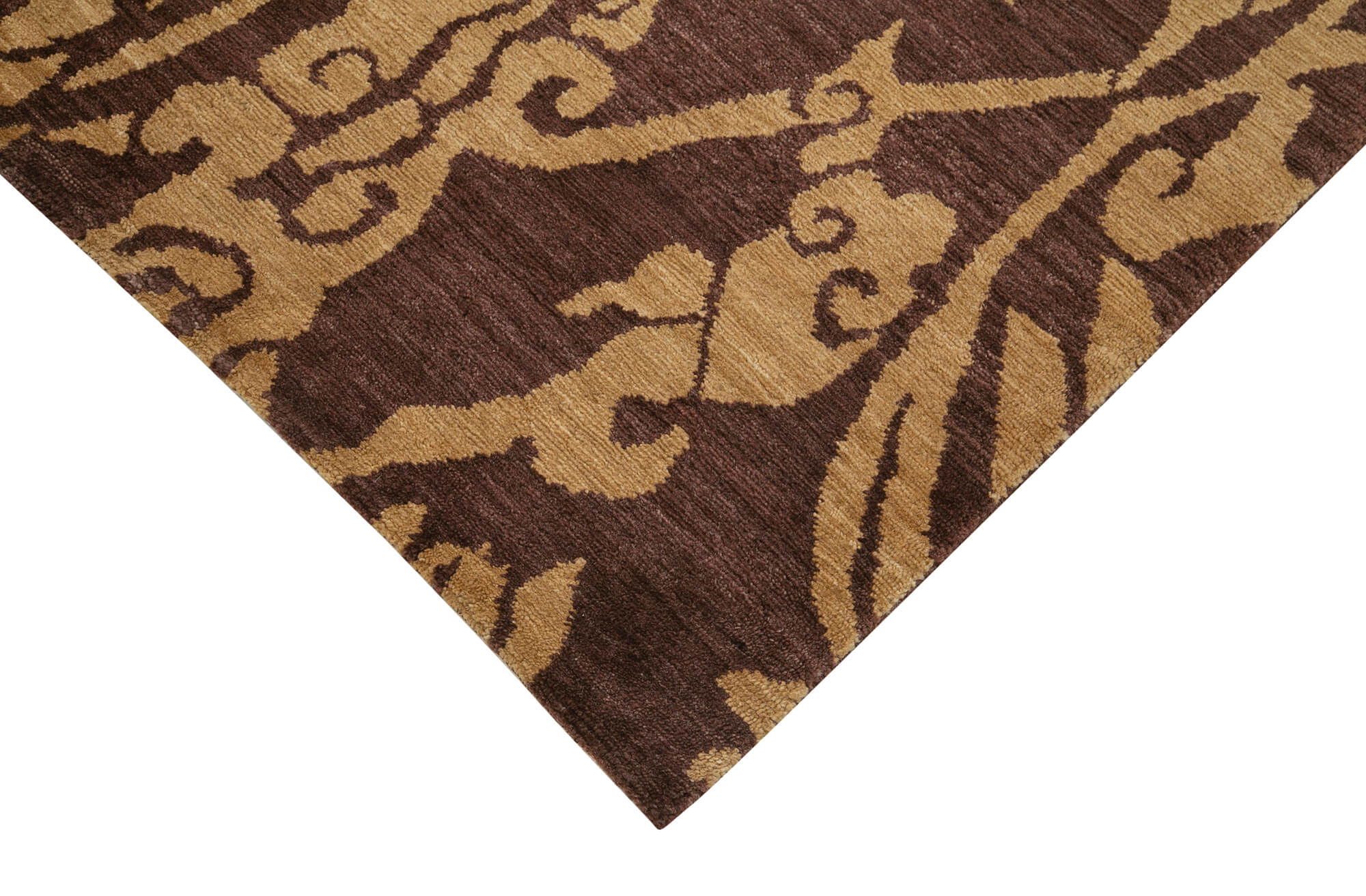 Handmade Wool Area Rug - Tebriz Classic Cotton Wool Rug 9'8''x13'5'' Purple