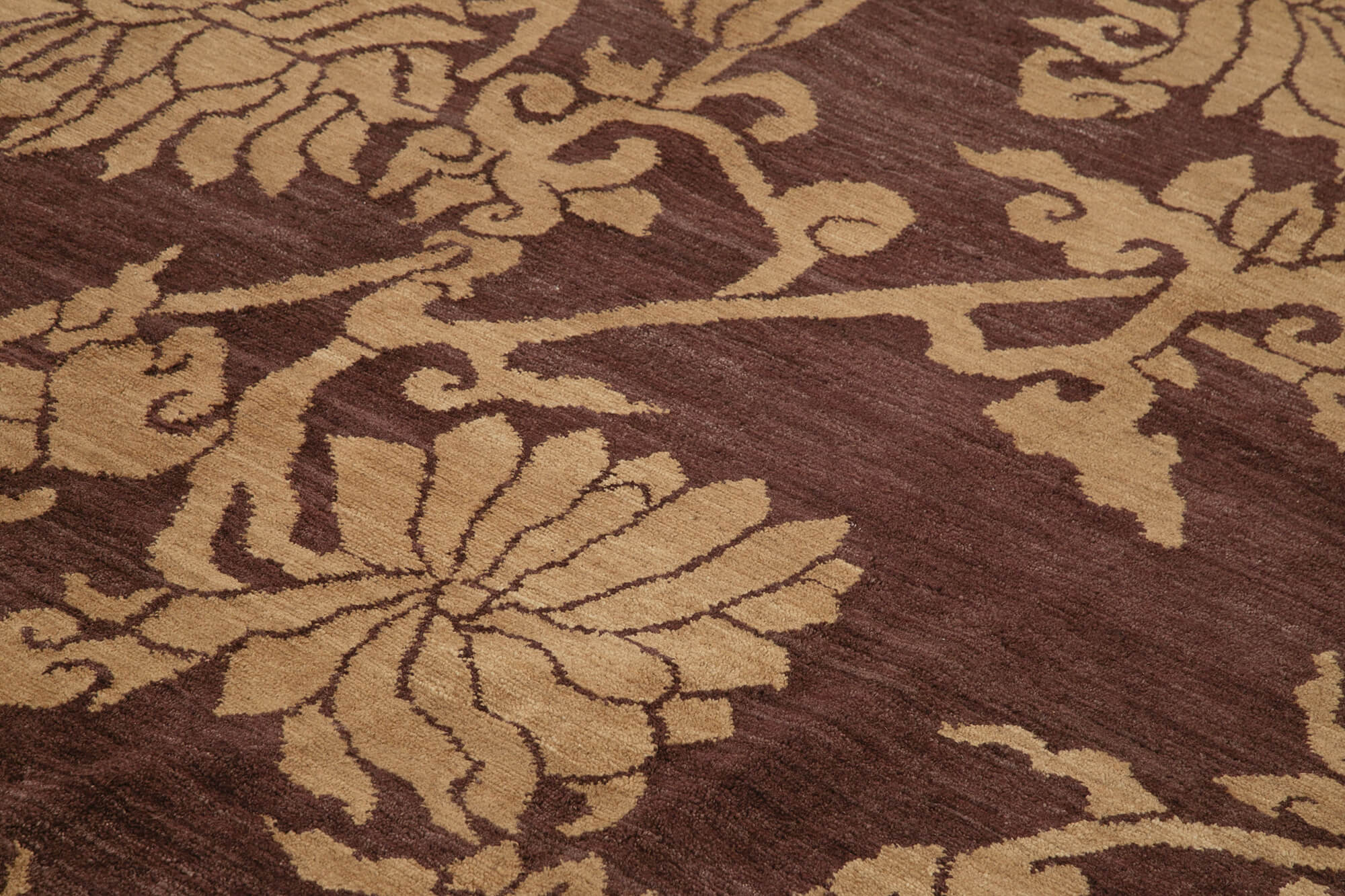 Handmade Wool Area Rug - Tebriz Classic Cotton Wool Rug 9'8''x13'5'' Purple