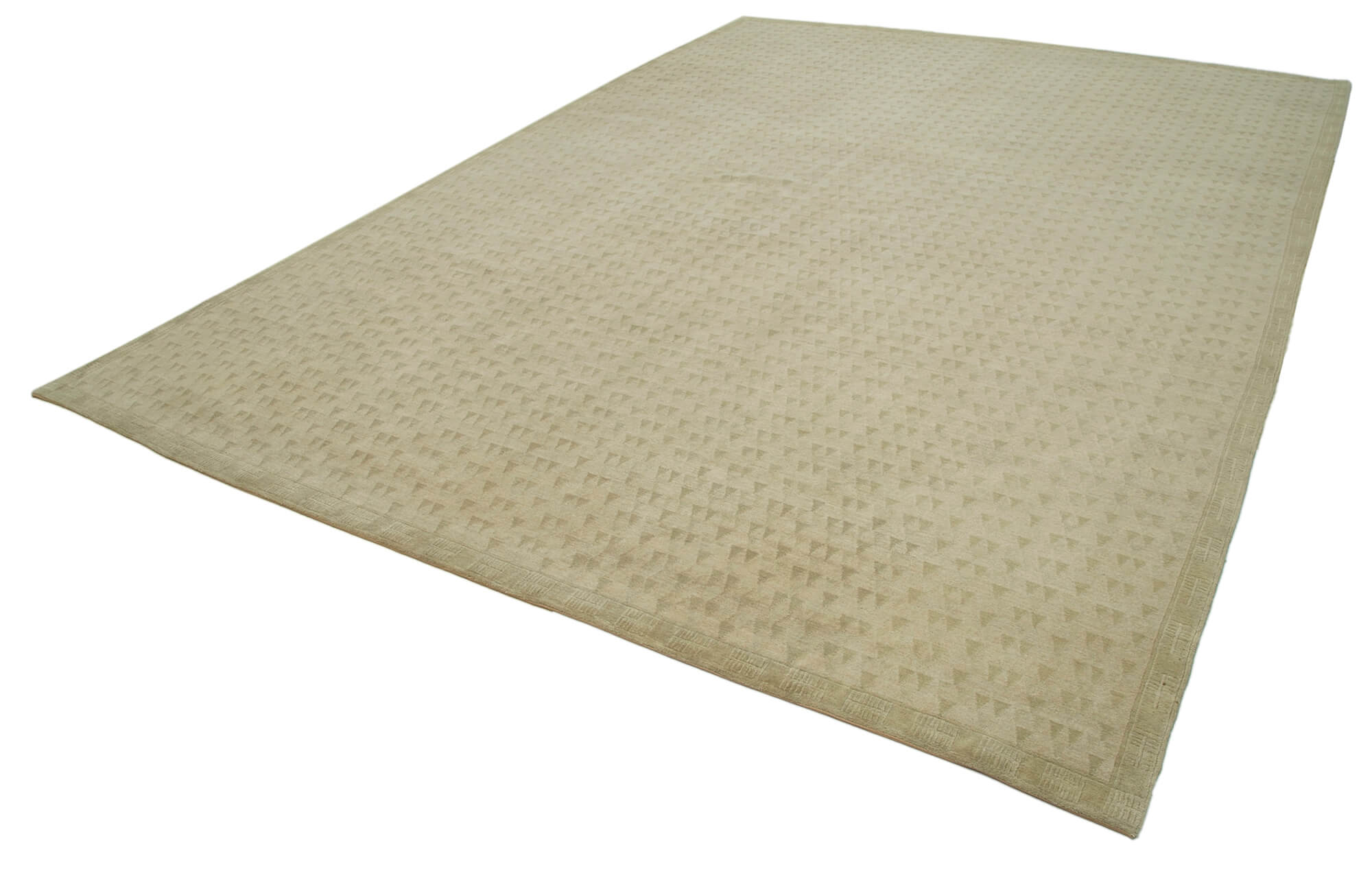 Handmade Wool Area Rug | Tebriz Classic Style Green Cotton Wool Carpet 9x13