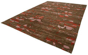 Handmade Wool Area Rug - Tebriz Brown Classic Cotton Wool Rug 10'x13'9''