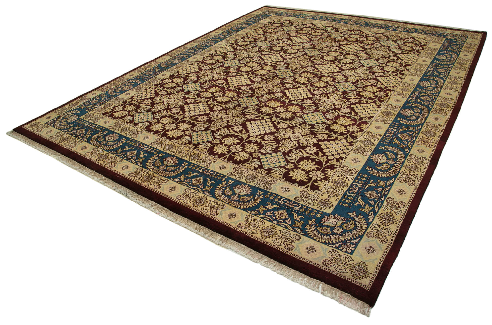 Handmade Wool Area Rug | Vintage Turkish Carpet with Soft Cotton Weave 9'2''x12'0''