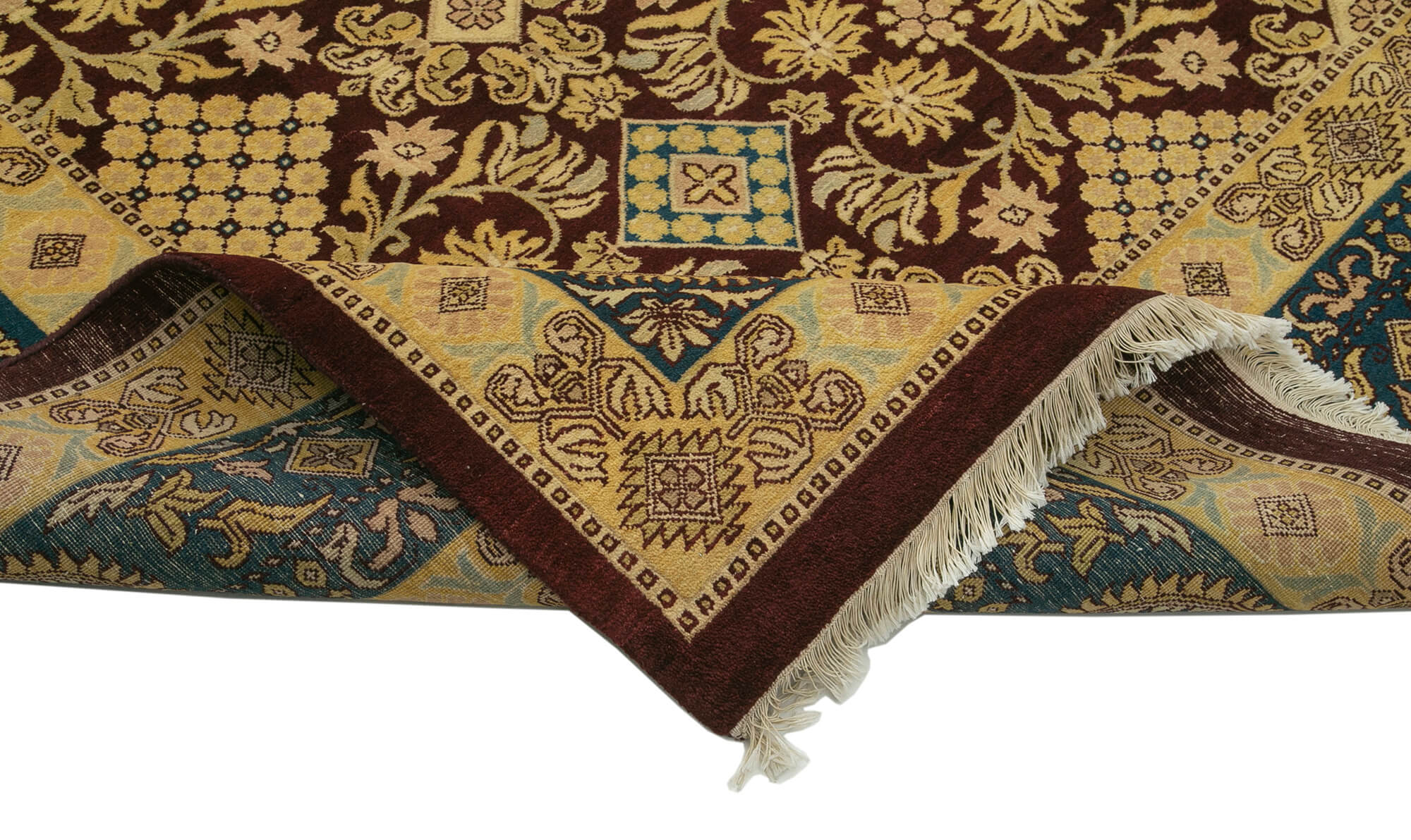 Handmade Wool Area Rug | Vintage Turkish Carpet with Soft Cotton Weave 9'2''x12'0''