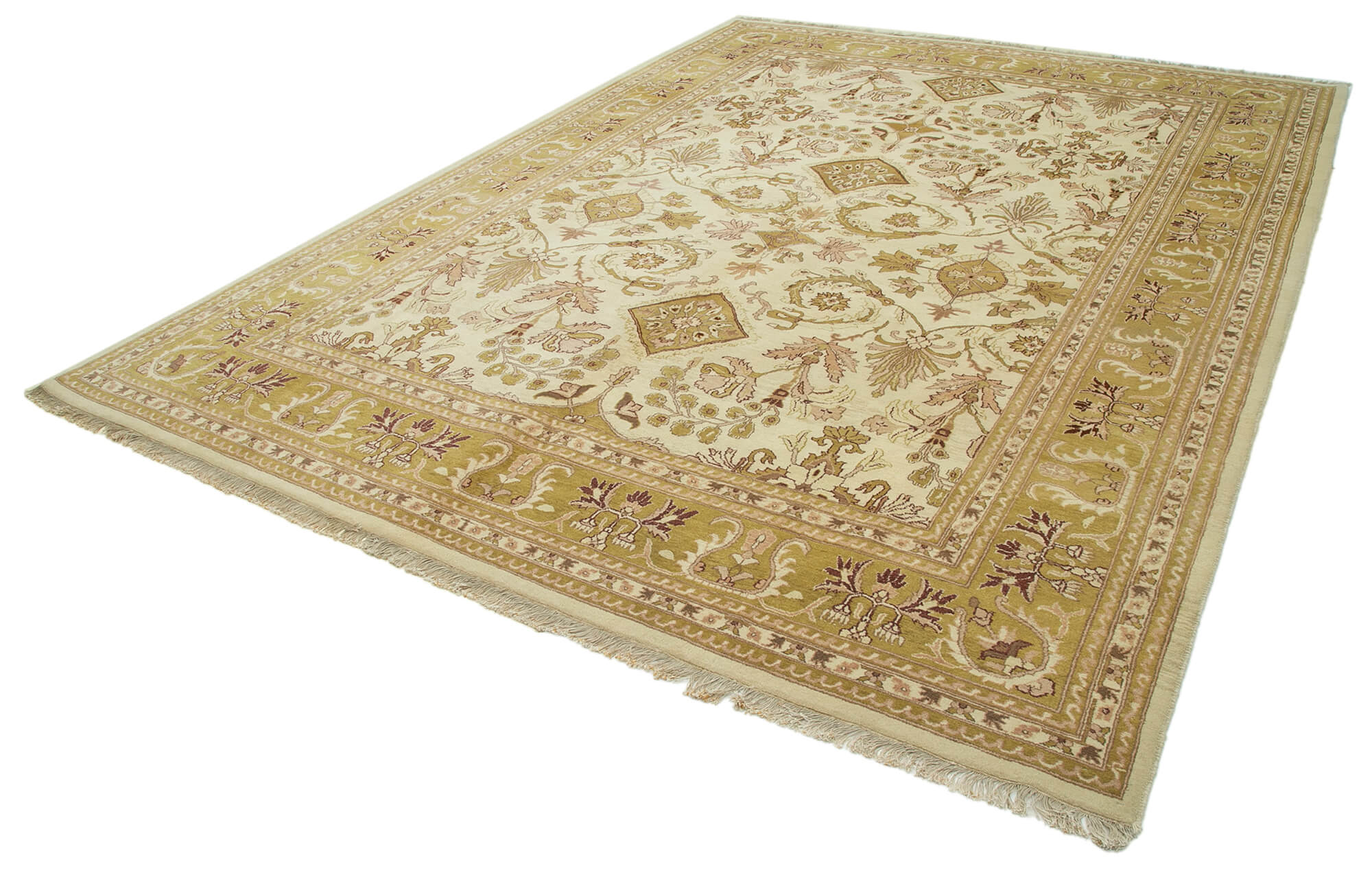 Handmade Wool Area Rug – Vintage Turkish Carpet Beige Wool Rug 8'9''x11'11''