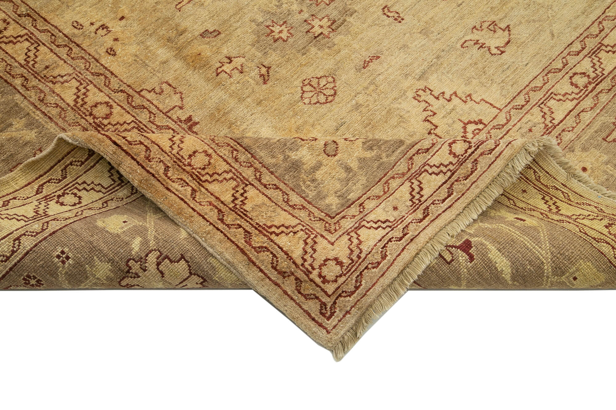 Handmade Wool Area Rug – Tebriz Classic Beige Cotton Wool Rug 9'0''x11'9''