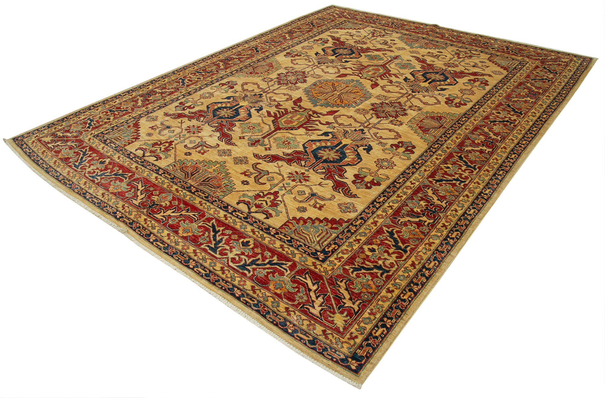 Handmade Wool Area Rug – Tebriz Classic Red Cotton Wool Carpet 7'11''x10'3''