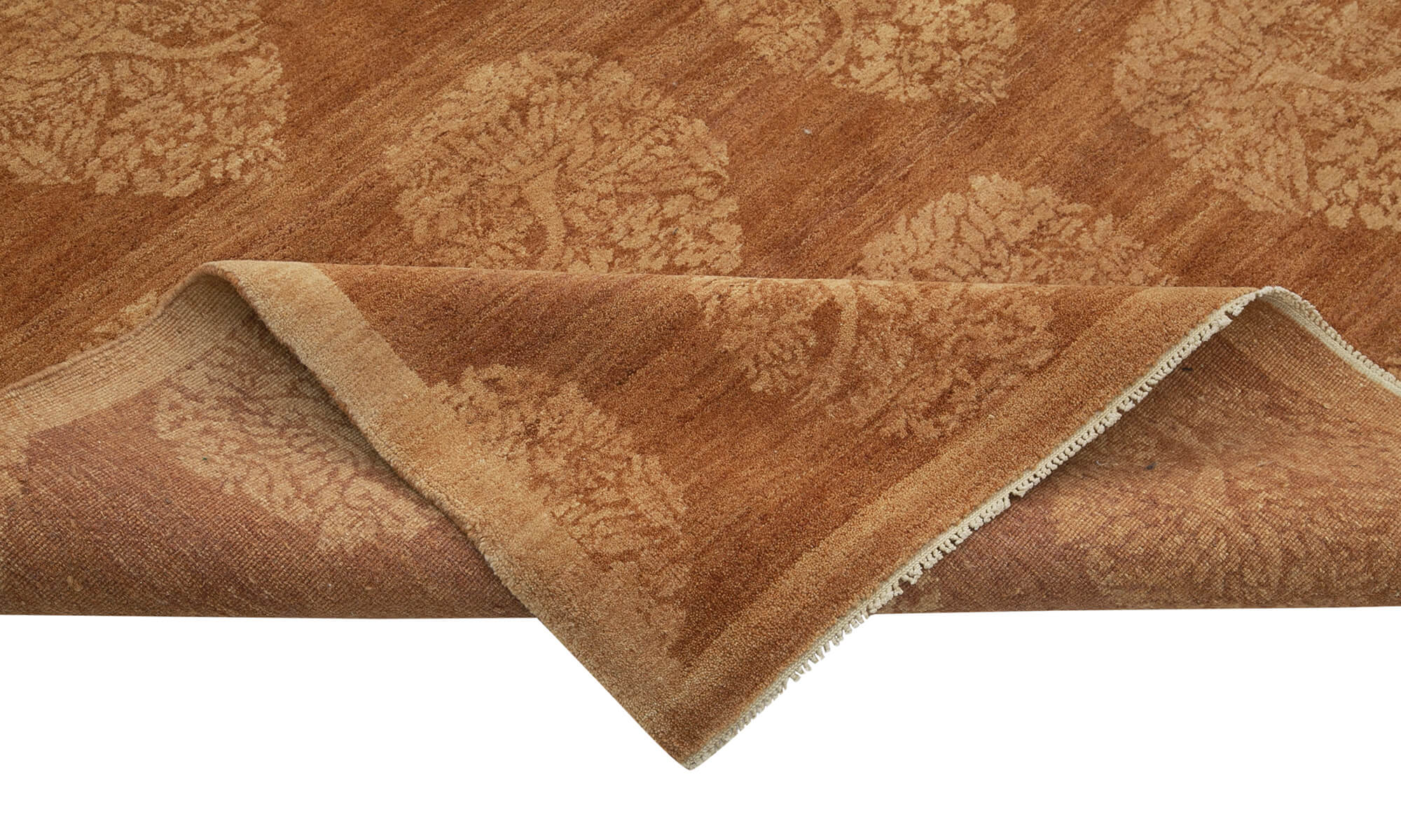 Handmade Wool Area Rug – Tebriz Classic Orange 9x12 Cotton Wool Carpet