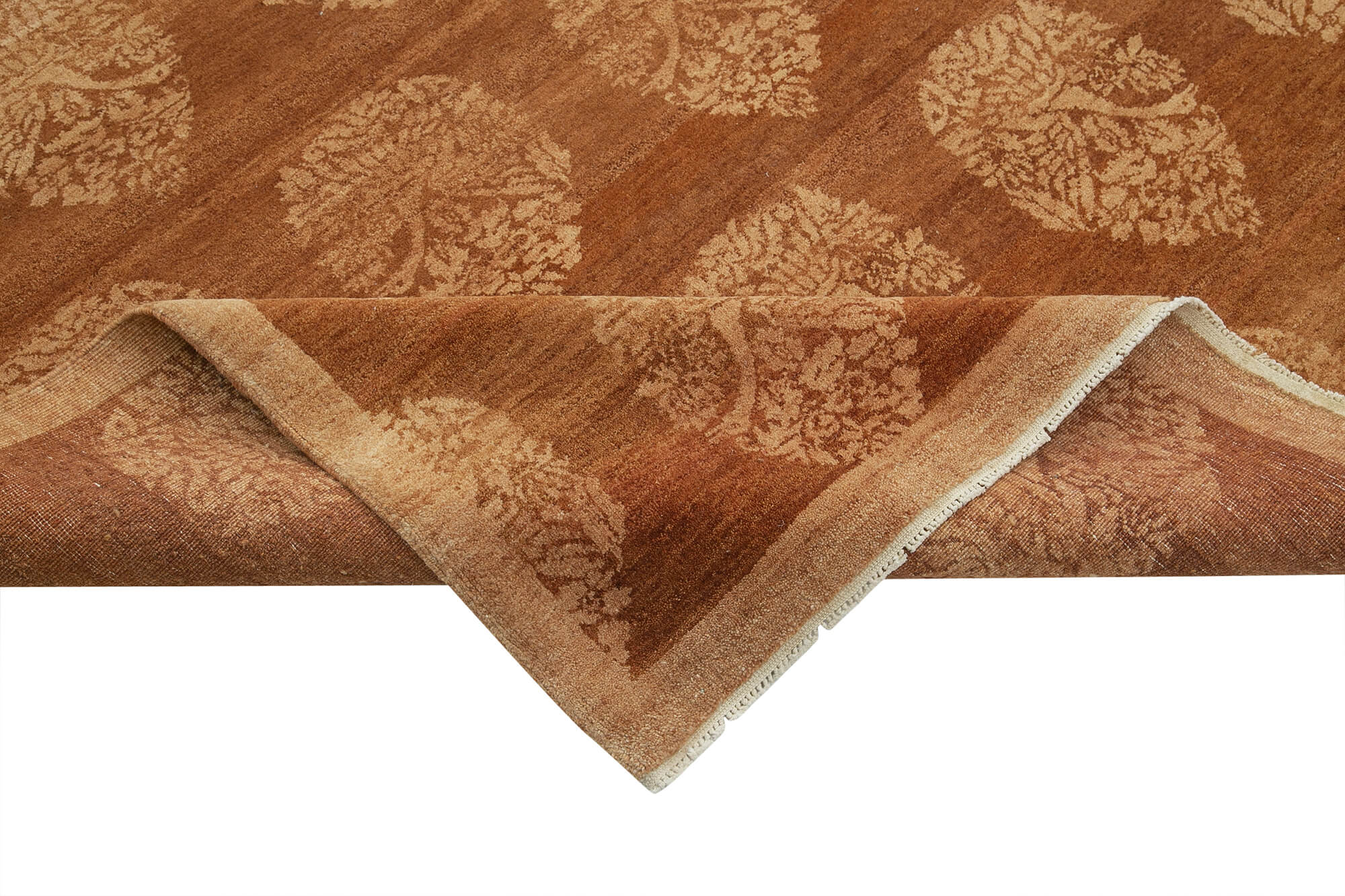 Handmade Wool Area Rug - Tebriz Classic Orange Cotton Wool Carpet 8'11''x12'2''
