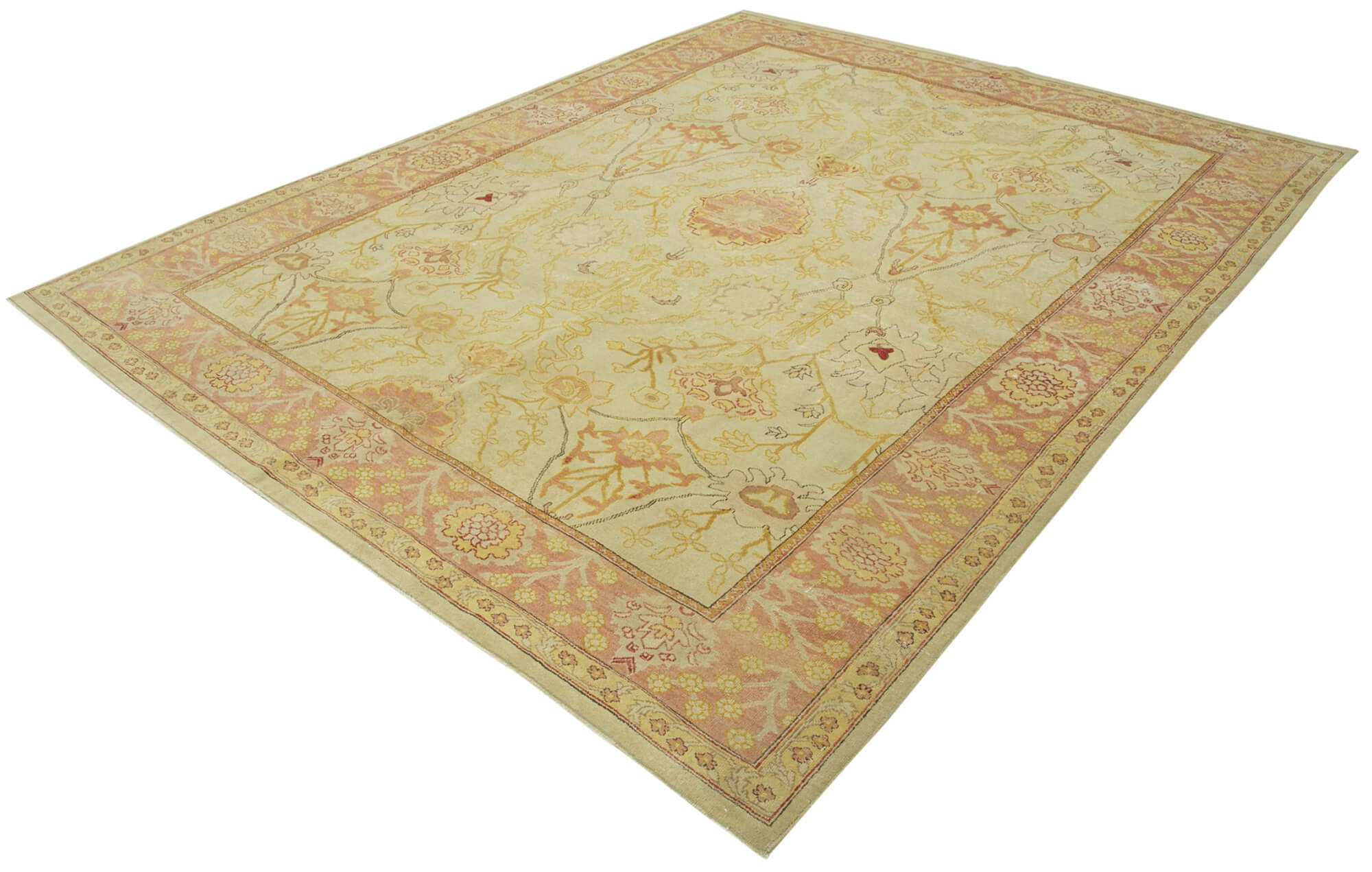 Handmade Wool Area Rug – Tebriz Classic Beige Cotton Wool Rug 7'10''x10'0''