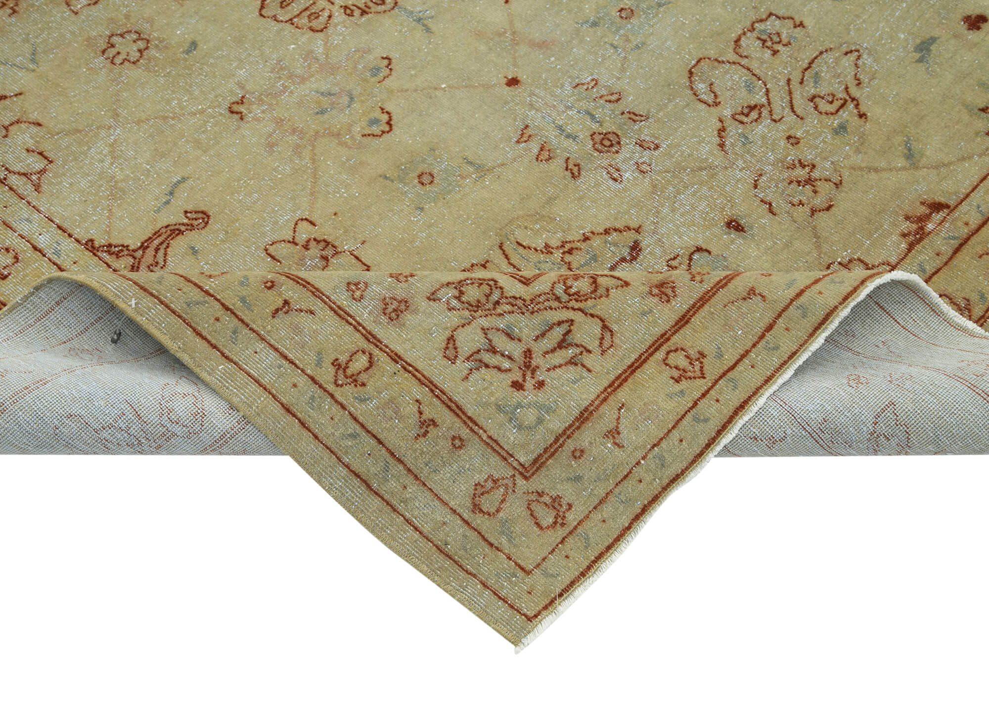 Handmade Wool Area Rug – Vintage Turkish Carpet Beige 8'0''x10'3'' Classic Cotton Rug