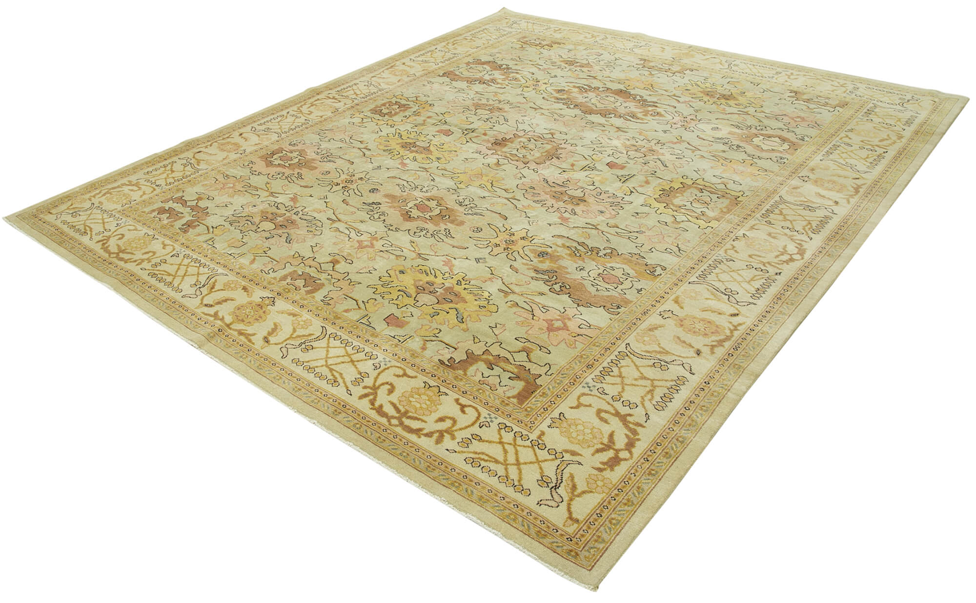 Handmade Wool Area Rug – Classic Beige Carpet Cotton Wool Rug 8'4''x9'11''