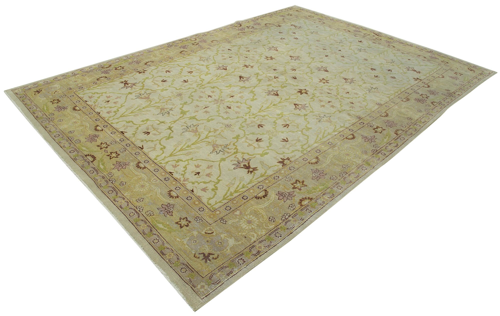 Handmade Wool Area Rug – Tebriz Classic Beige 7x10 Hand Knotted Carpet