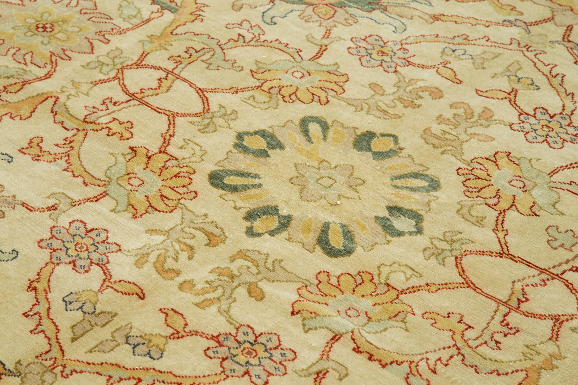 Handmade Wool Area Rug - Tebriz Classic Beige Cotton Wool Rug 8'2''x9'10''
