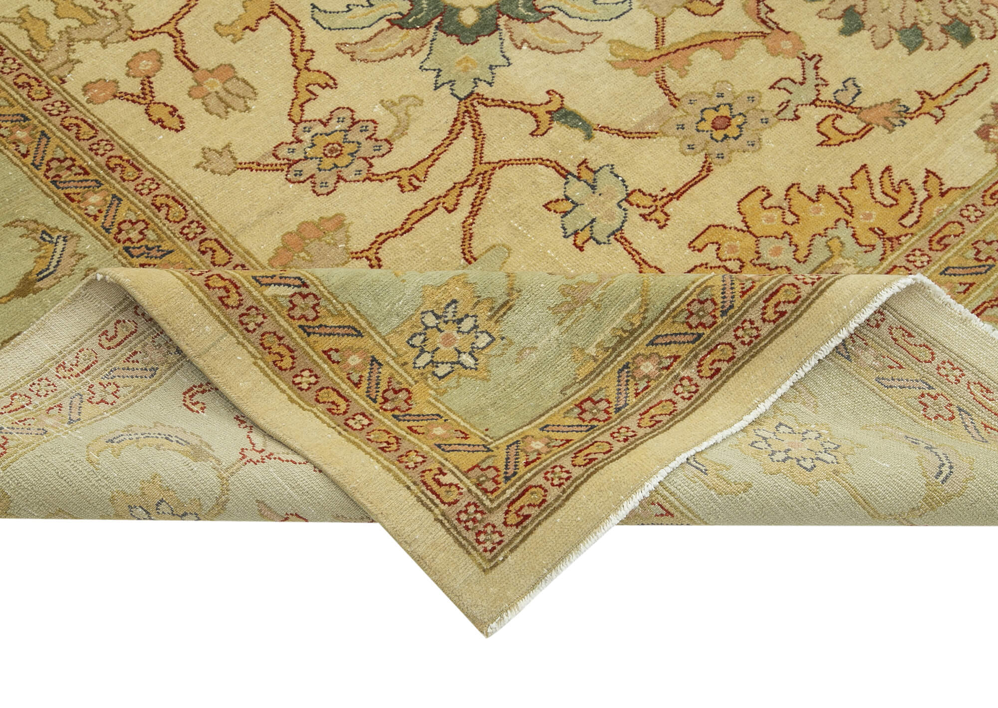 Handmade Wool Area Rug - Tebriz Classic Beige Cotton Wool Rug 8'2''x9'10''