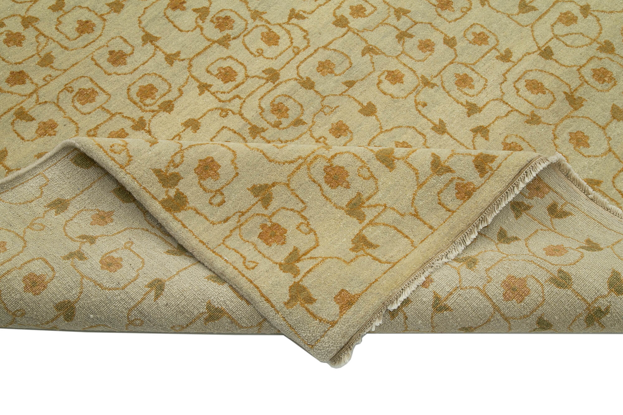 Handmade Wool Area Rug – Tebriz Beige Classic Cotton Wool Carpet 10'1''x13'1''