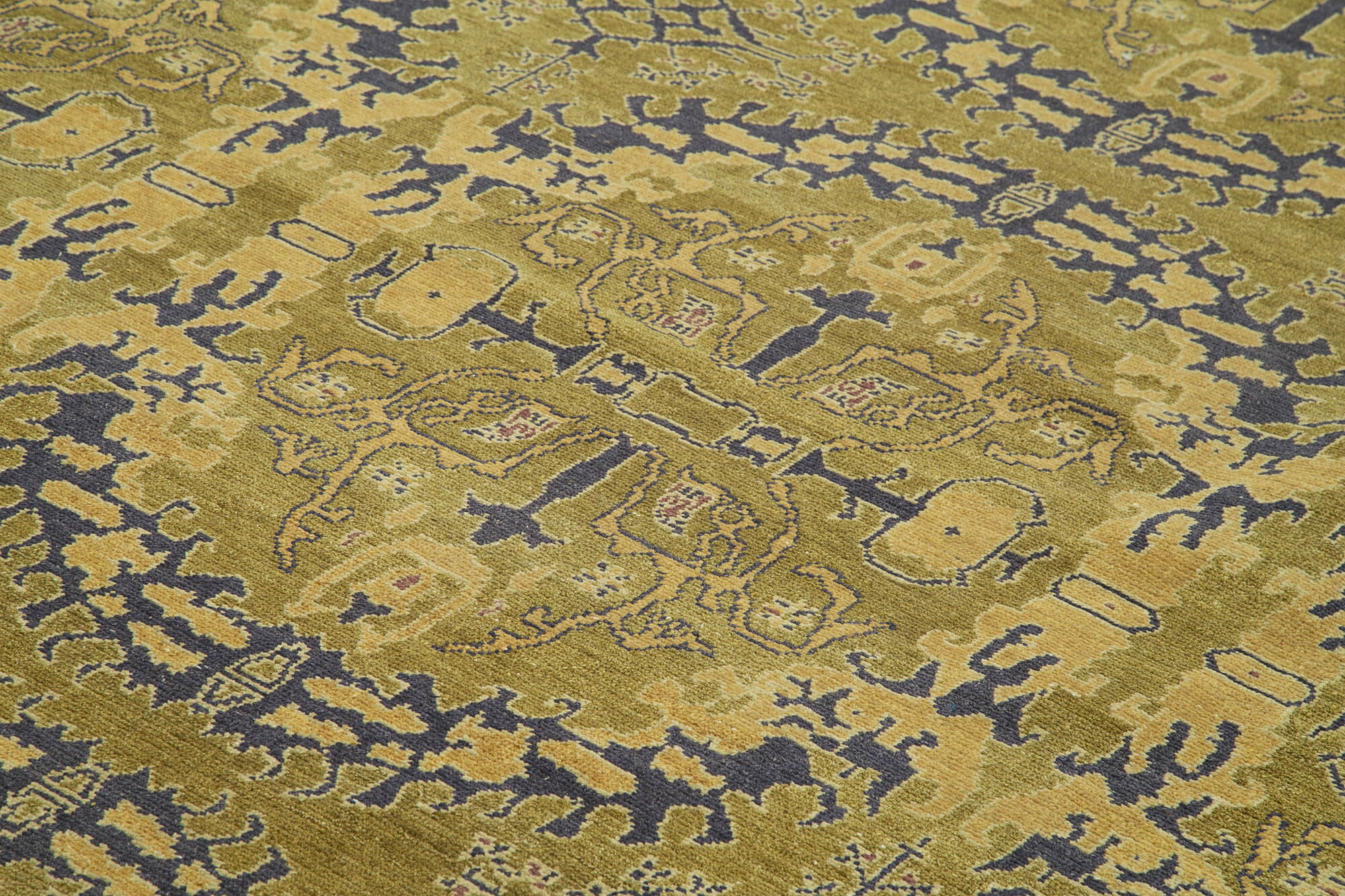 Handmade Wool Area Rug – Classic Green Cotton Wool Rug 9'9''x14'1'' by Agacan