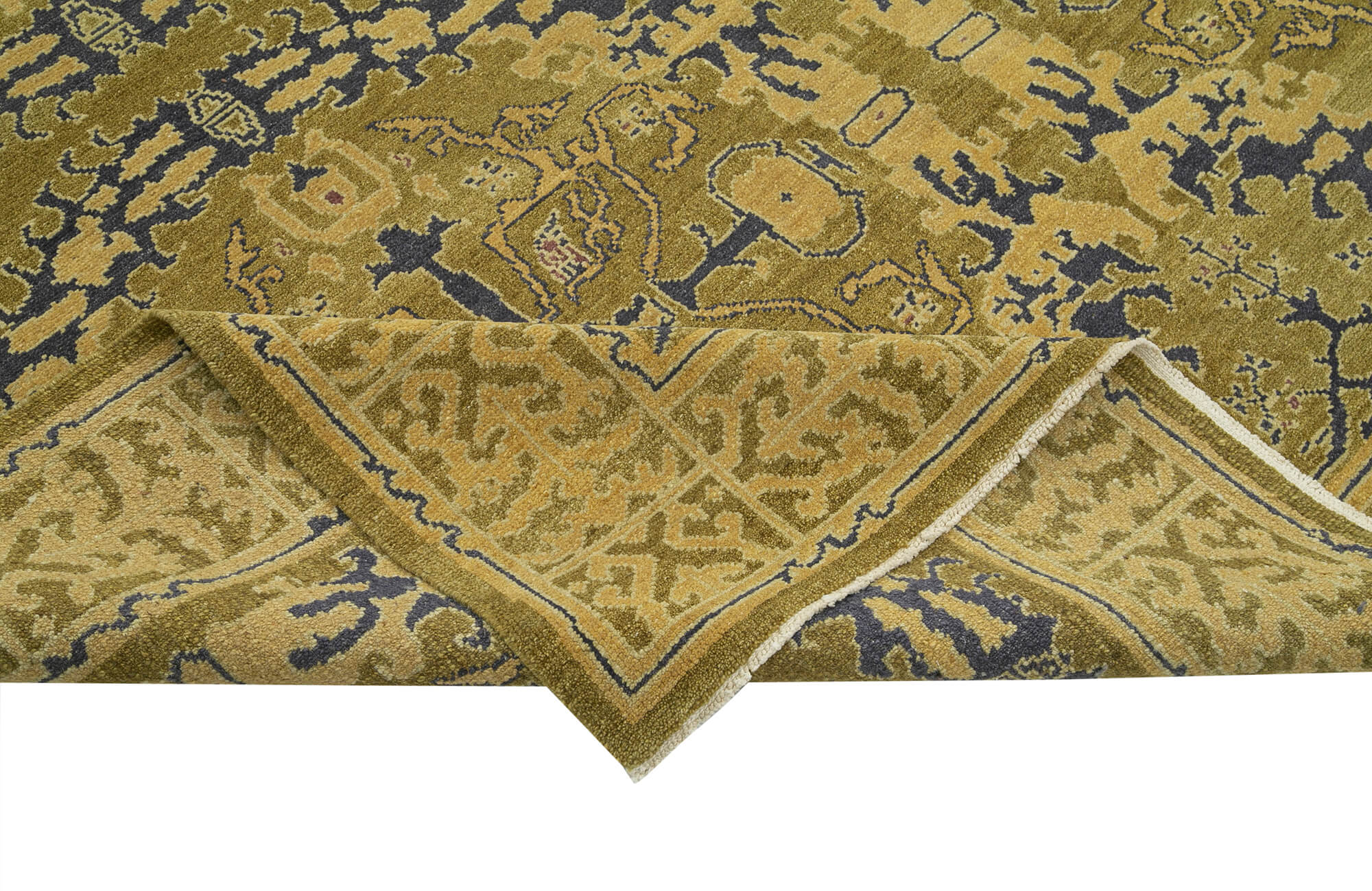 Handmade Wool Area Rug – Classic Green Cotton Wool Rug 9'9''x14'1'' by Agacan