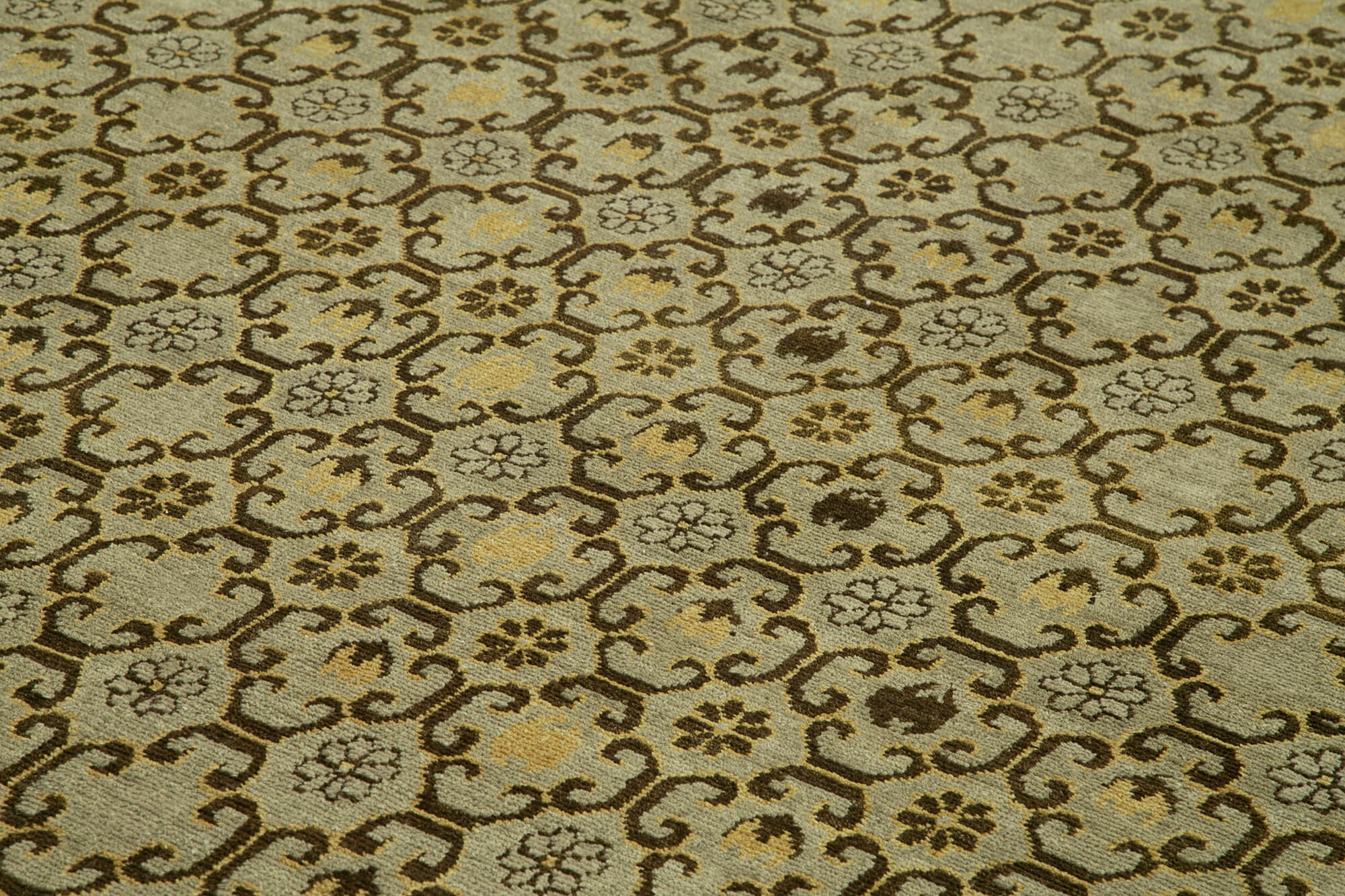 Handmade Wool Area Rug – Tebriz Brown Classic Cotton Wool Rug 10'x13'10''