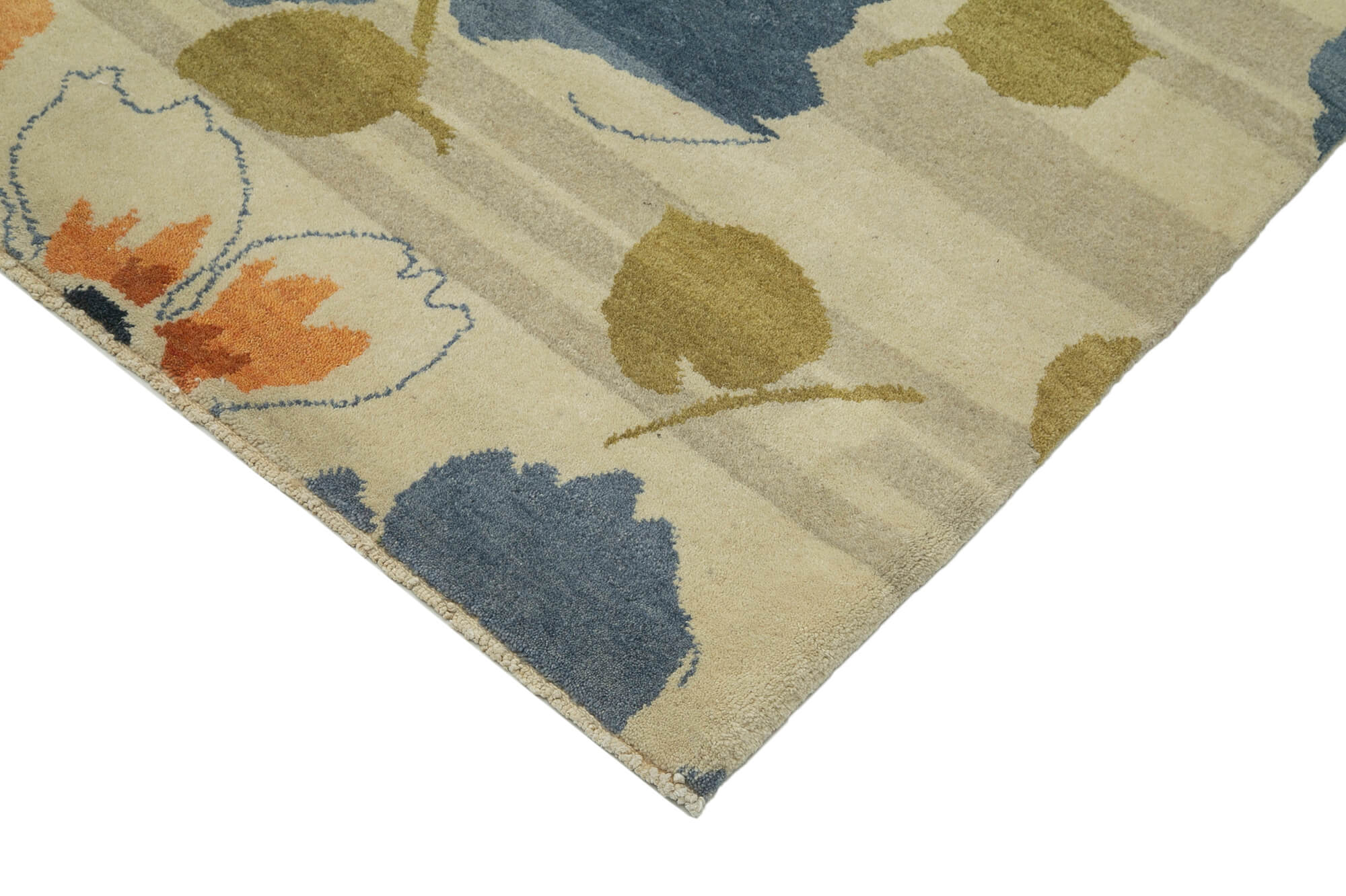 Handmade Wool Area Rug - Tebriz Classic Beige Cotton Wool Rug 10'x14'4''