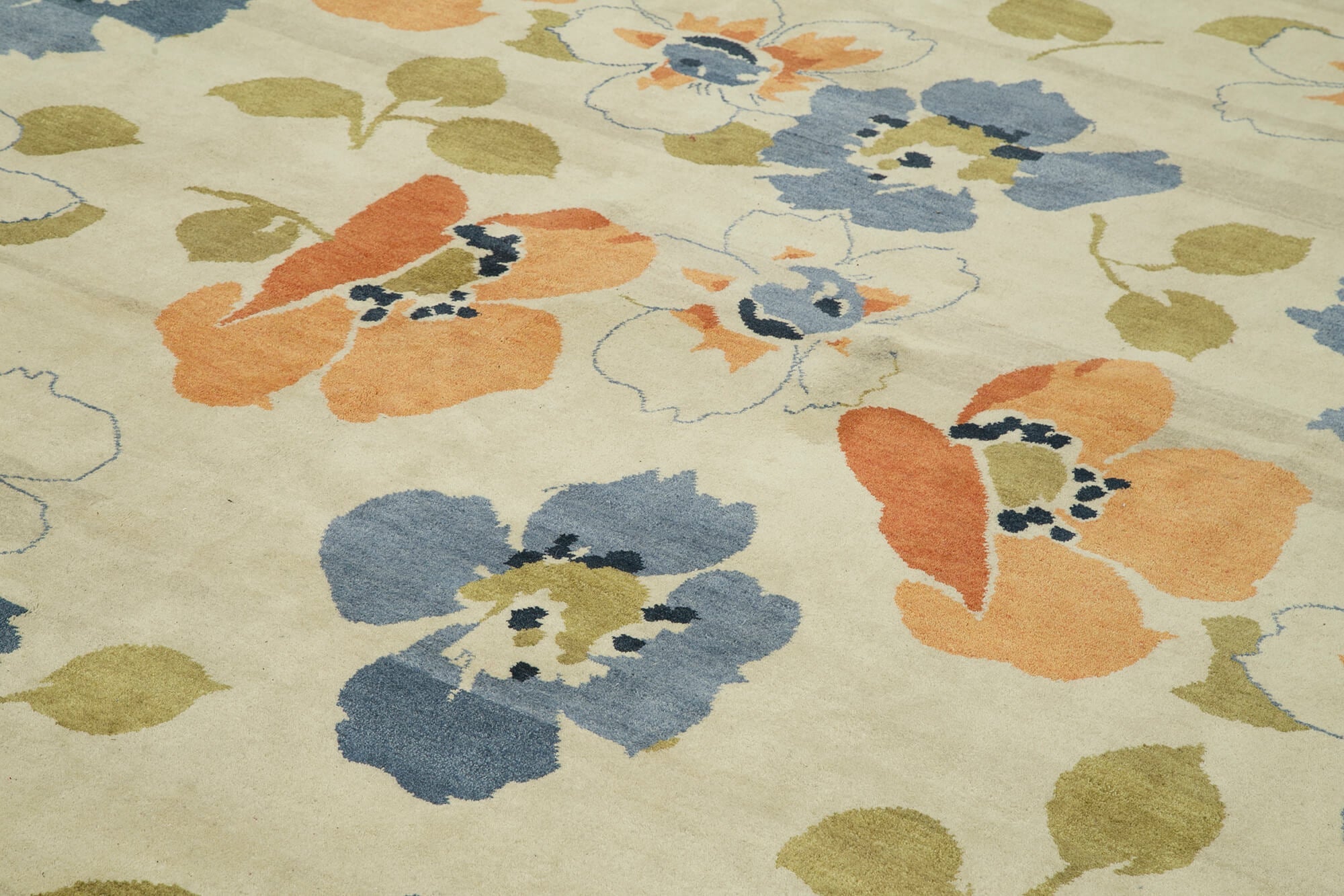 Handmade Wool Area Rug - Tebriz Classic Beige Cotton Wool Rug 10'x14'4''