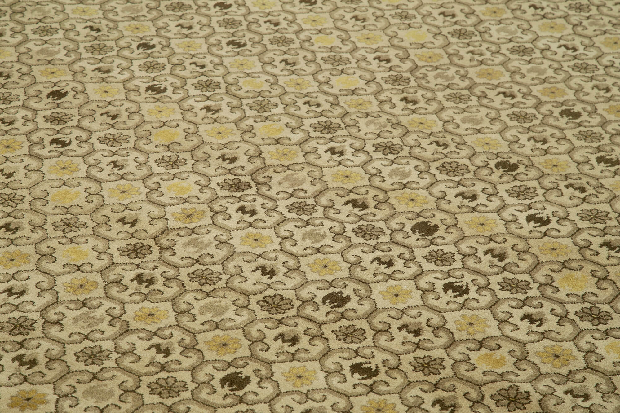 Handmade Wool Area Rug – Tebriz Classic Beige Cotton Wool Rug 9'11''x14'2''