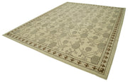 Handmade Cotton Wool Rug - Authentic Tebriz Classic Beige Area Rug 9'3''x11'11''
