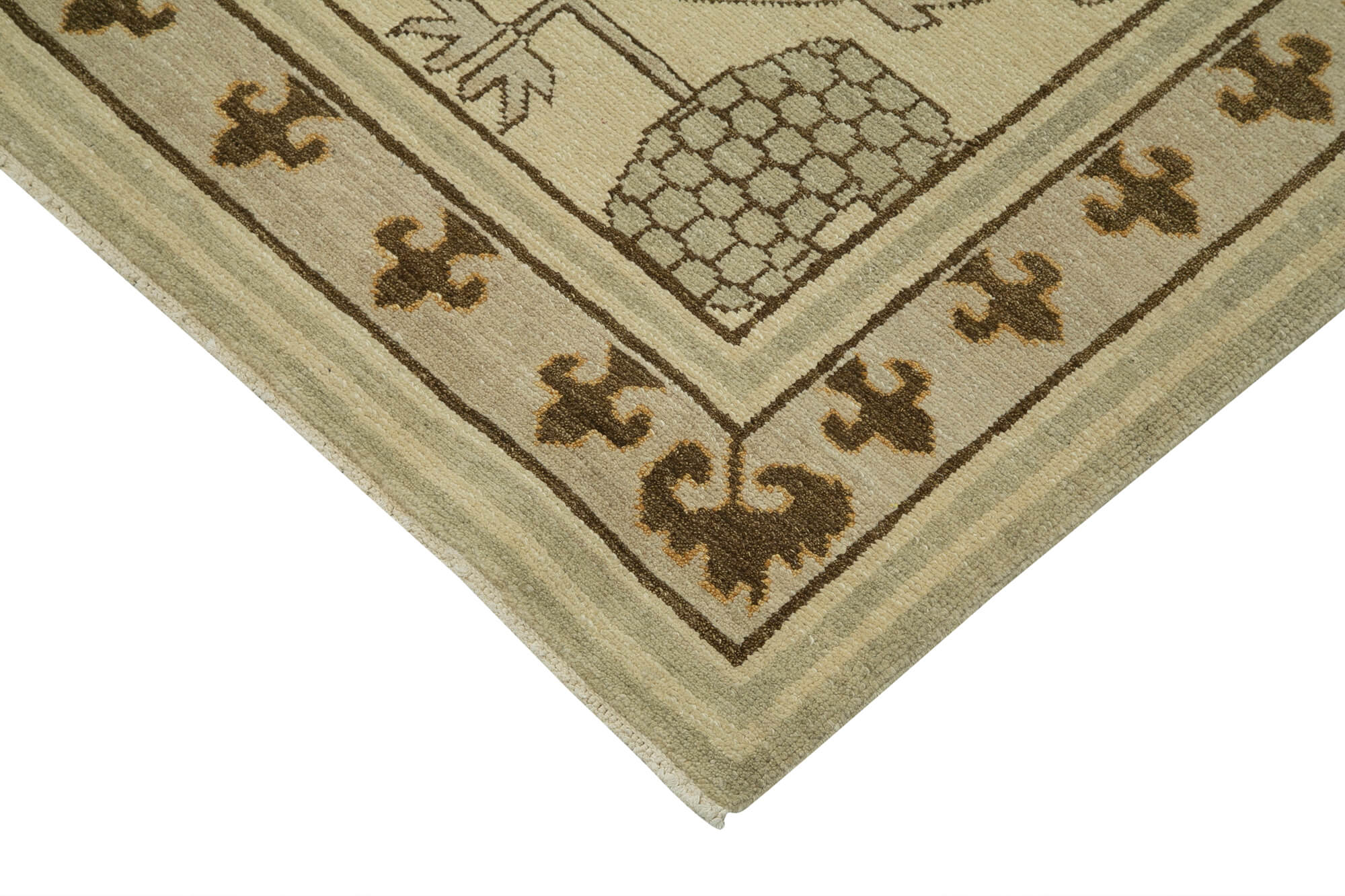 Handmade Cotton Wool Rug - Authentic Tebriz Classic Beige Area Rug 9'3''x11'11''