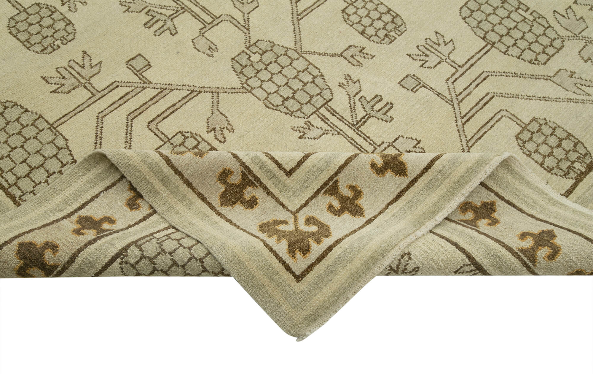Handmade Cotton Wool Rug - Authentic Tebriz Classic Beige Area Rug 9'3''x11'11''