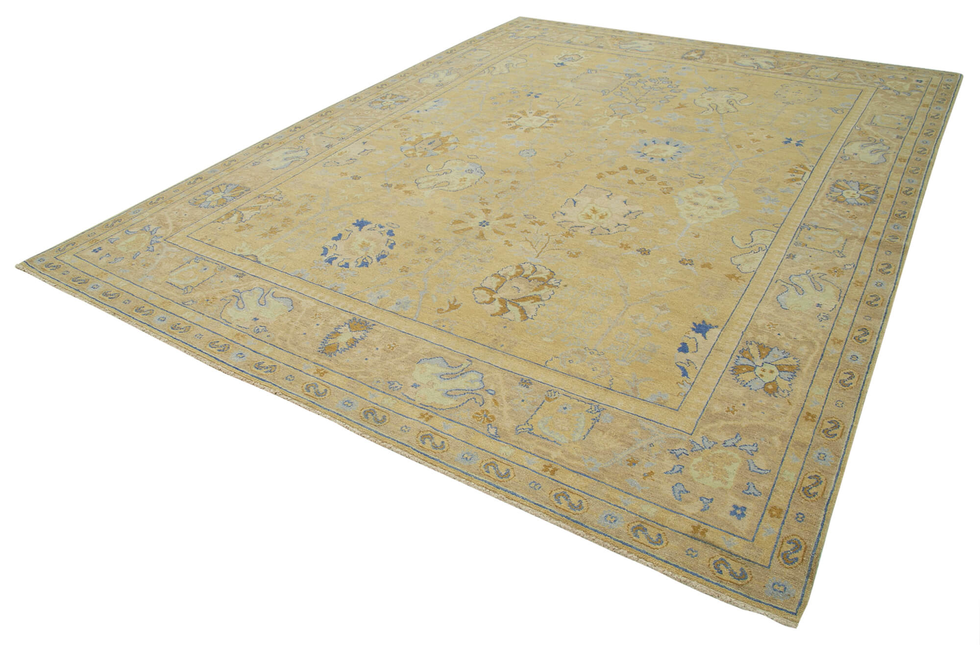 Handmade Area Rug – Classic Beige Turkish Hand Woven Cotton Wool Carpet 8'11''x12'