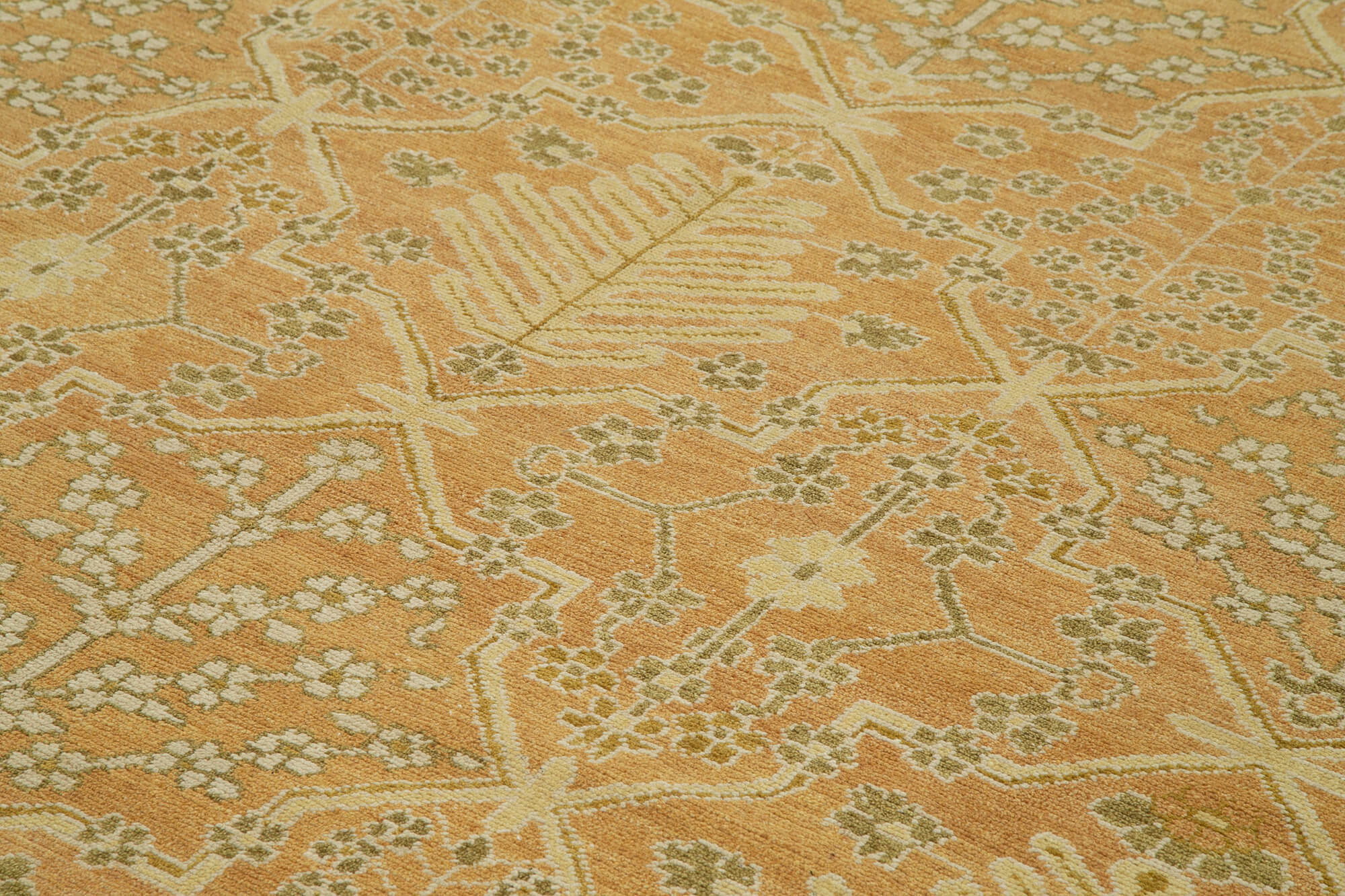 Handmade Wool Area Rug – Classic Yellow Vintage Turkish Rug 9'2''x12'1'' Cotton Wool Carpet
