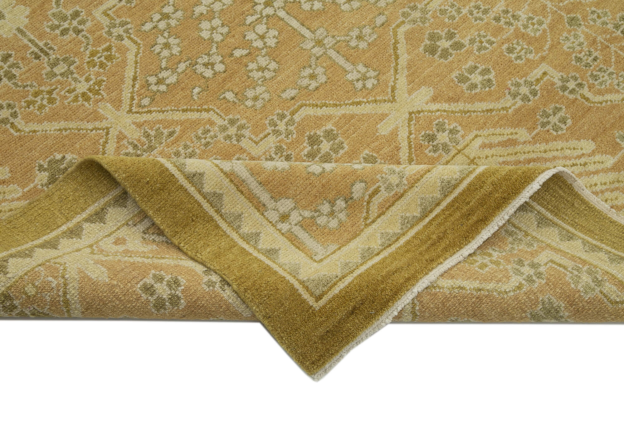 Handmade Wool Area Rug – Classic Yellow Vintage Turkish Rug 9'2''x12'1'' Cotton Wool Carpet