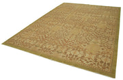 Handmade Wool Area Rug - Tebriz Classic Yellow Cotton Wool Rug 9'1'' x 12'3''