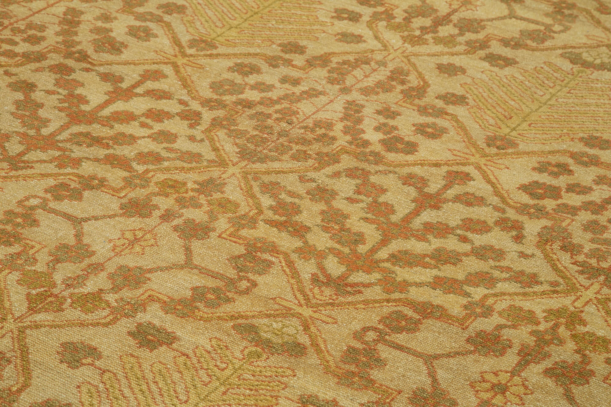 Handmade Wool Area Rug - Tebriz Classic Yellow Cotton Wool Rug 9'1'' x 12'3''