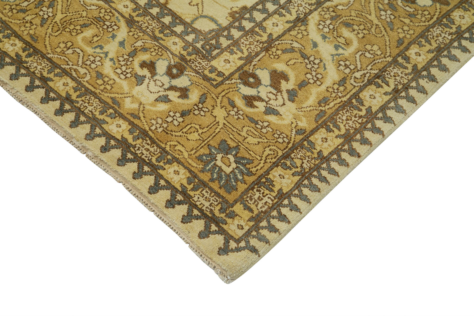 Handmade Wool Area Rug – Tebriz Classic Beige Cotton Wool Rug 9'10''x14'1''