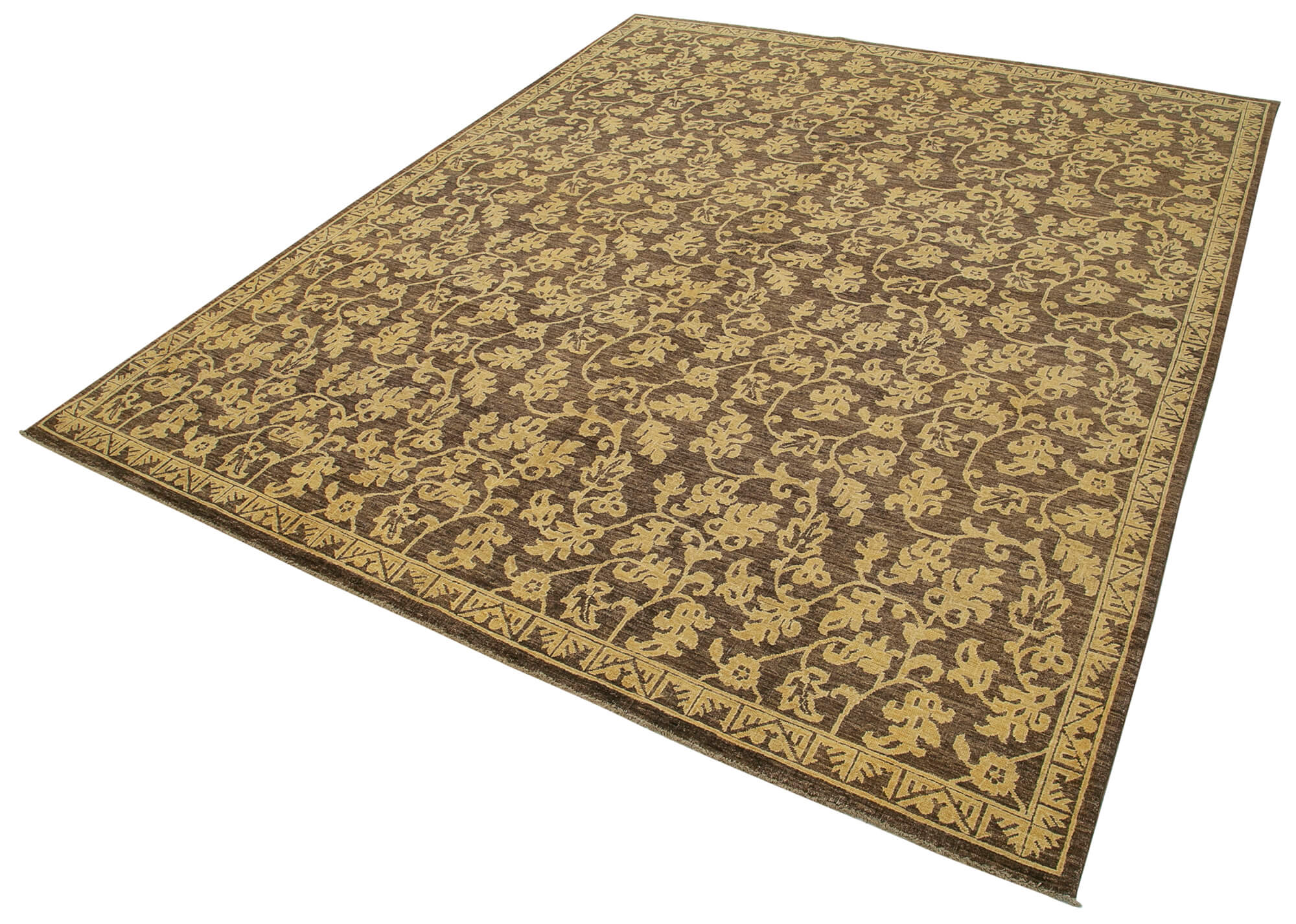 Handmade Wool Area Rug – Classic Brown Cotton Wool Rug 8x10 Feet Vintage Style