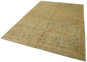 Handmade Wool Area Rug - Tebriz Classic Green Cotton Wool Rug 6'x8'7''