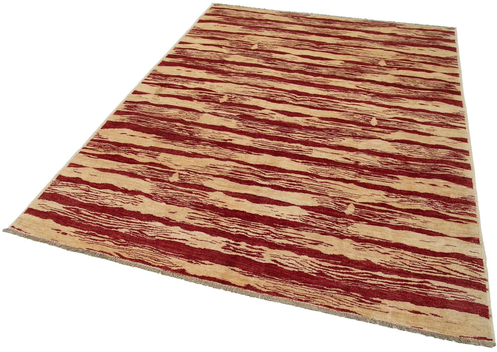 Handmade Wool Area Rug - Tebriz Red Vintage Turkish Rug 5'8''x7'8'' Classic Cotton