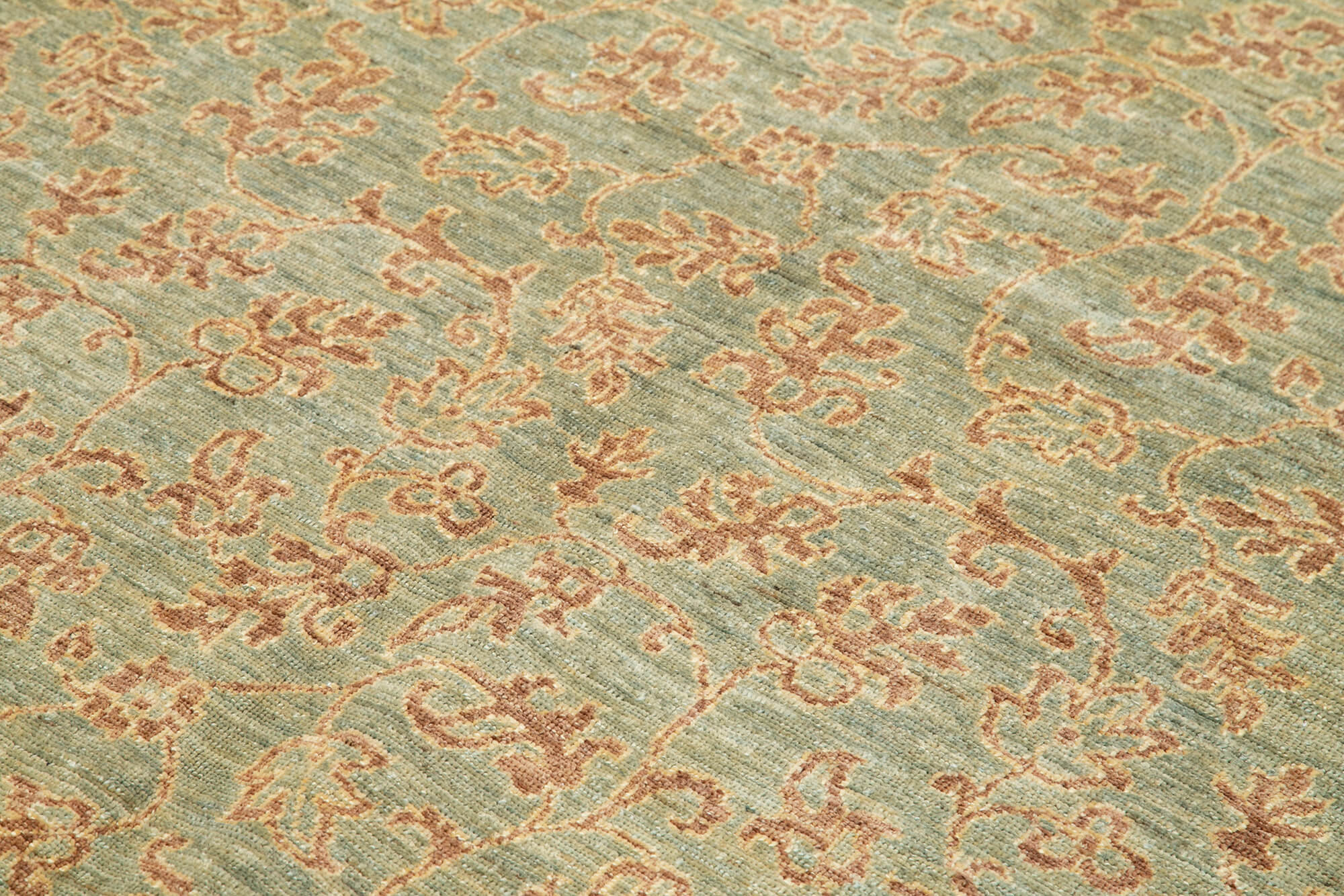Handmade Wool Area Rug - Tebriz Classic Green 6x8 Cotton Wool Rug by Agacan