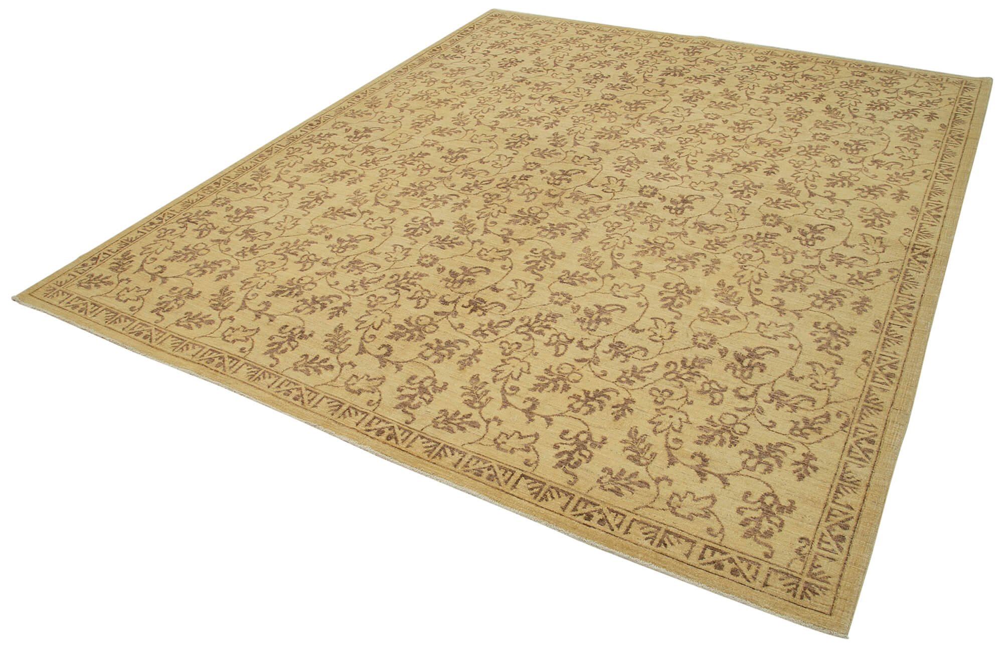 Handmade Wool Area Rug – Tebriz Classic Beige Cotton Wool Rug 8'2''x9'7''