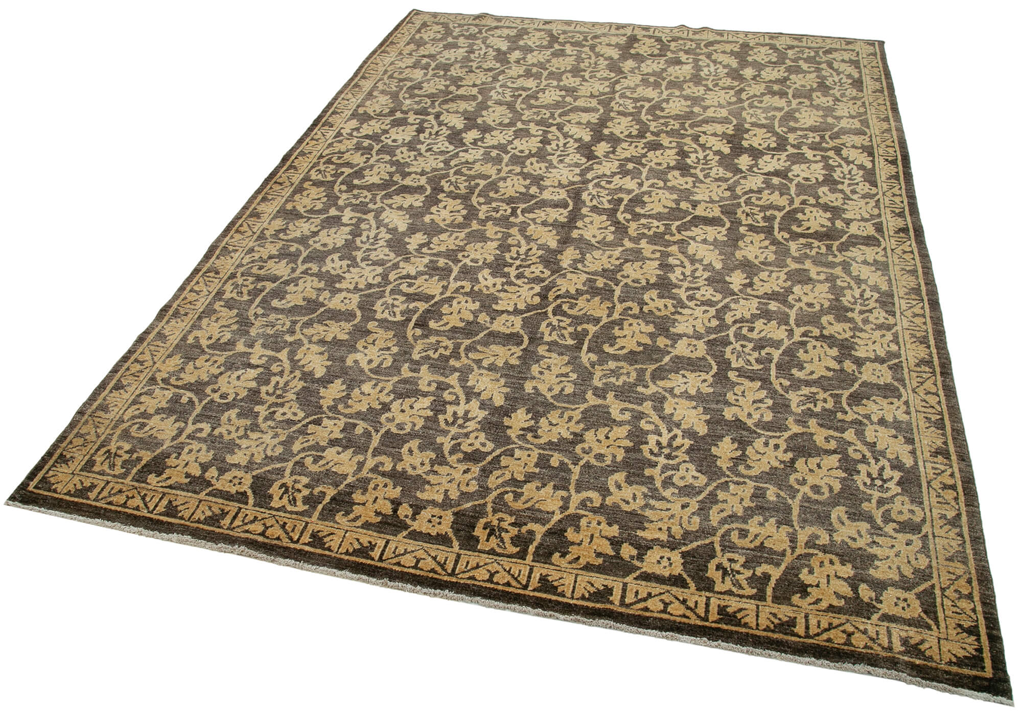 Handmade Area Rug - Classic Brown Wool Cotton Rug 5'11''x9'1'' by Agacan